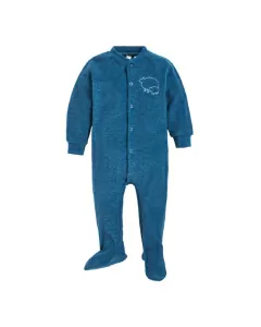 Pysj i ullfrotté med fot - Dongeriblå