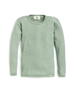 Langermet ulltrøye barn, ull med silke - Dus mint