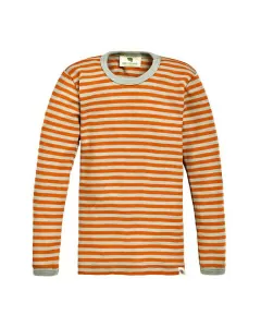 Langermet ulltrøye barn, ull med silke - Terrakotta/dus mint