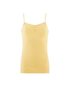 Singlet m/stropper i ull med silke - Strågul