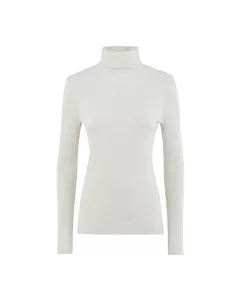 Polotrøye i finribbet ull med silke - Natur