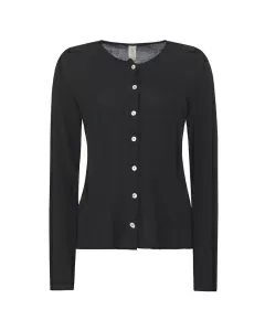 Cardigan i ull med silke - Svart