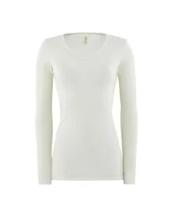 Ulltr&oslash;ye med V-hals, ull med silke lang - Natur