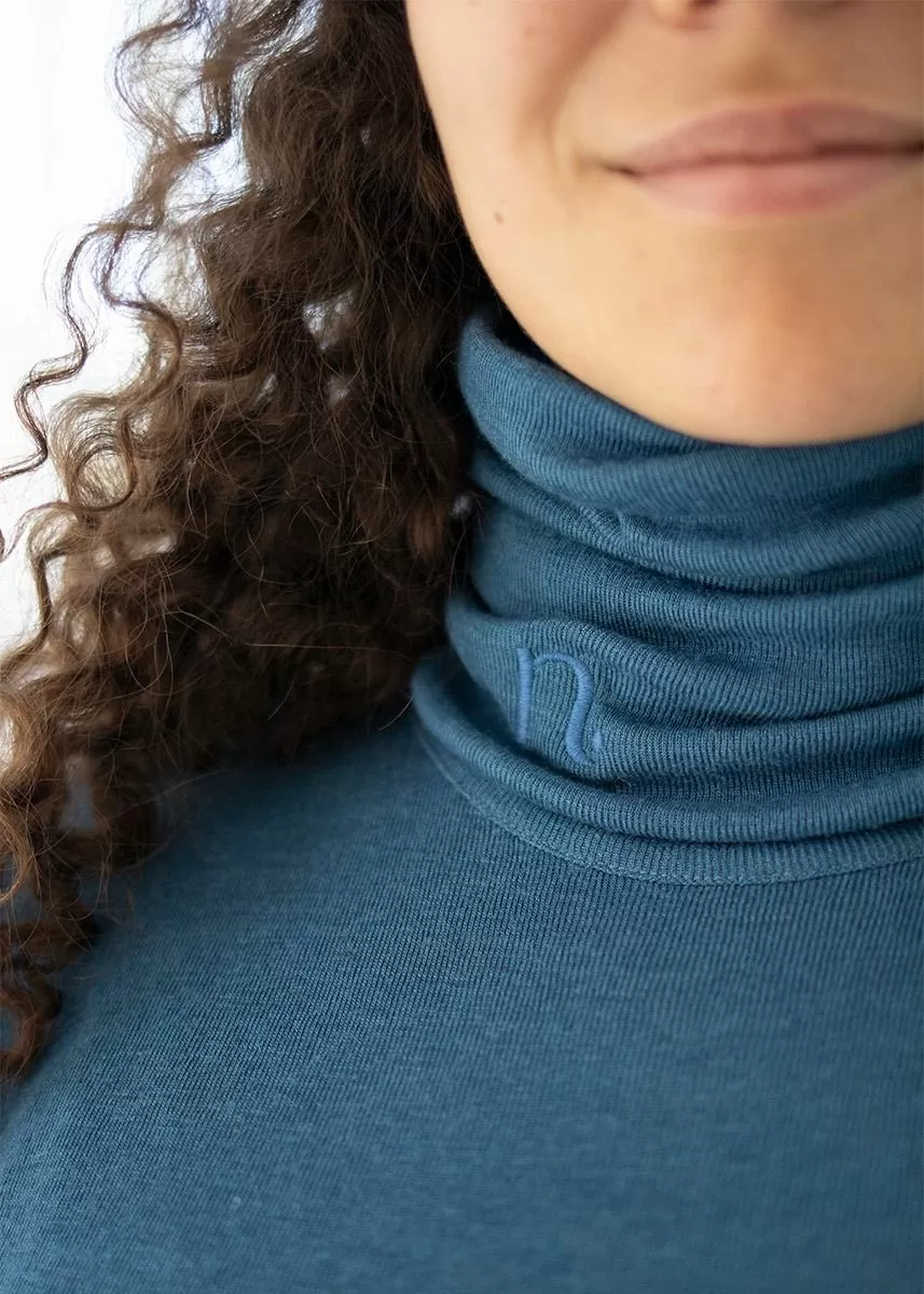 Tubehals i ull med silke