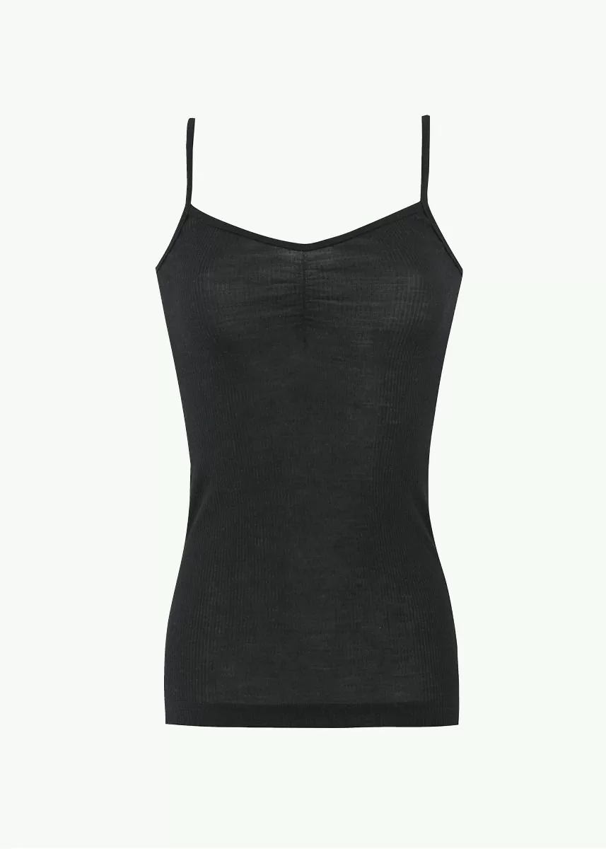 Singlet med stropper i ull med silke