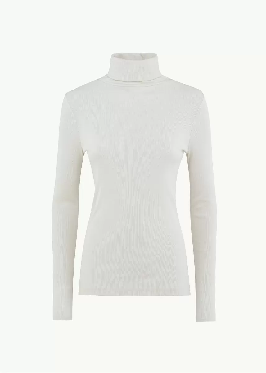 Polotrøye i finribbet ull med silke 