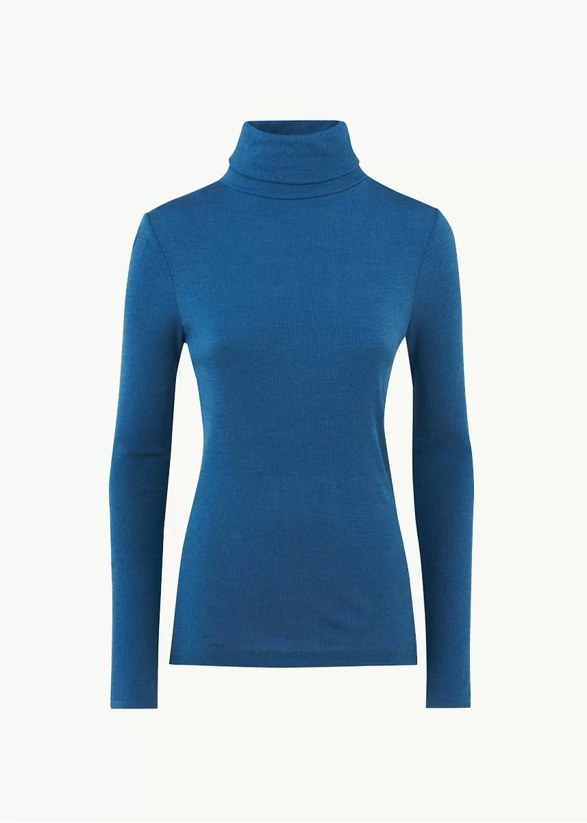 Polotrøye i finribbet ull med silke 