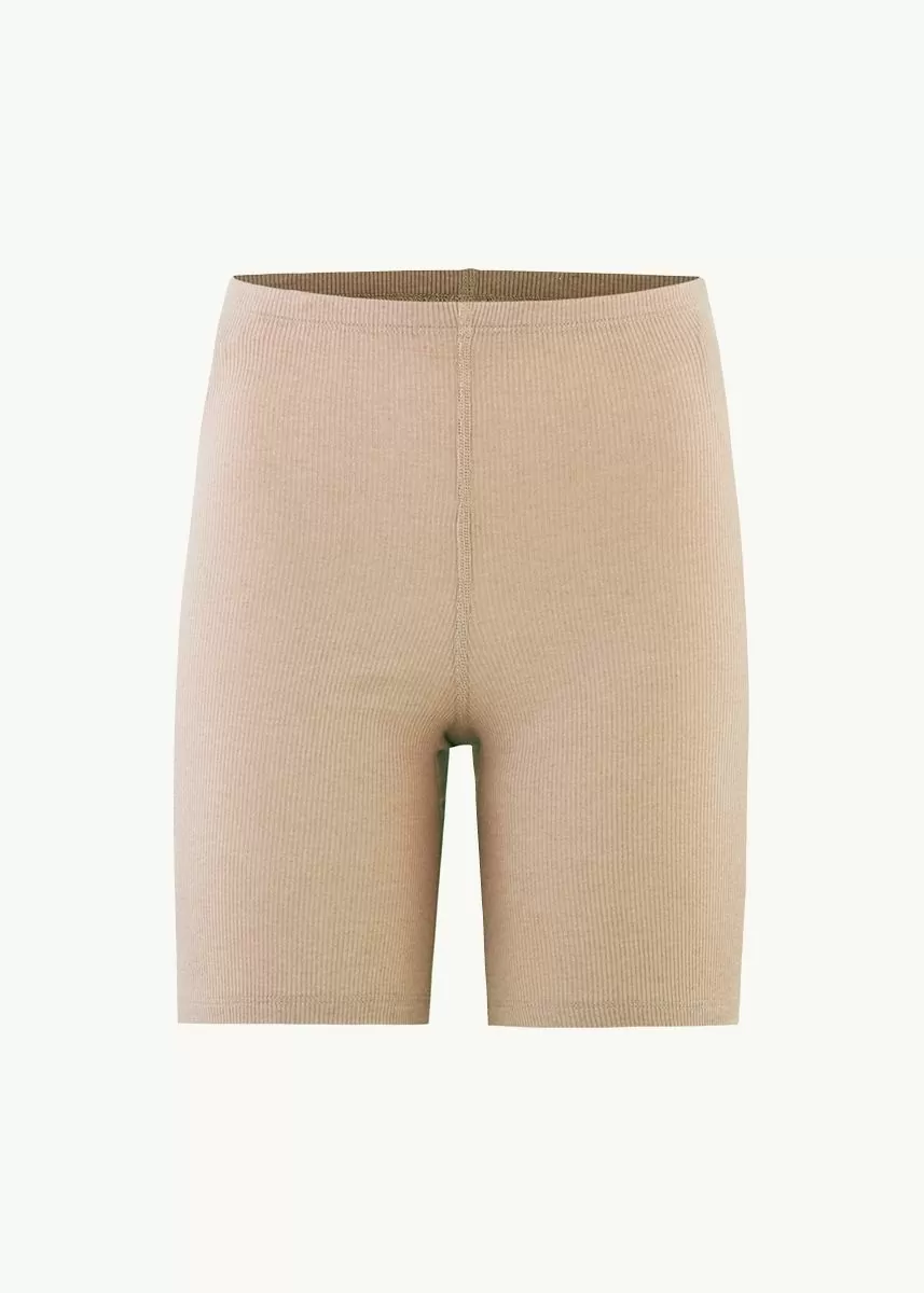 Shorts i finribbet ull med silke