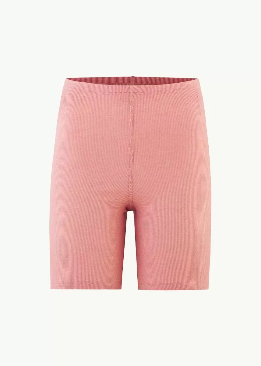 Shorts i finribbet ull med silke