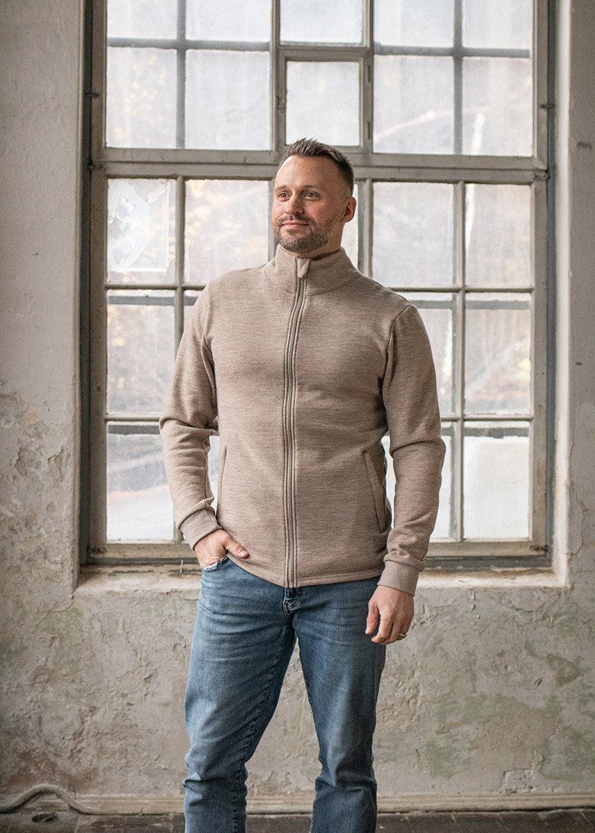 Herrejakke i ullfrotté