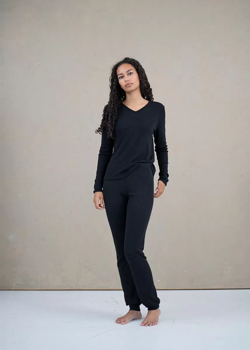 Joggebukse i ull med silke