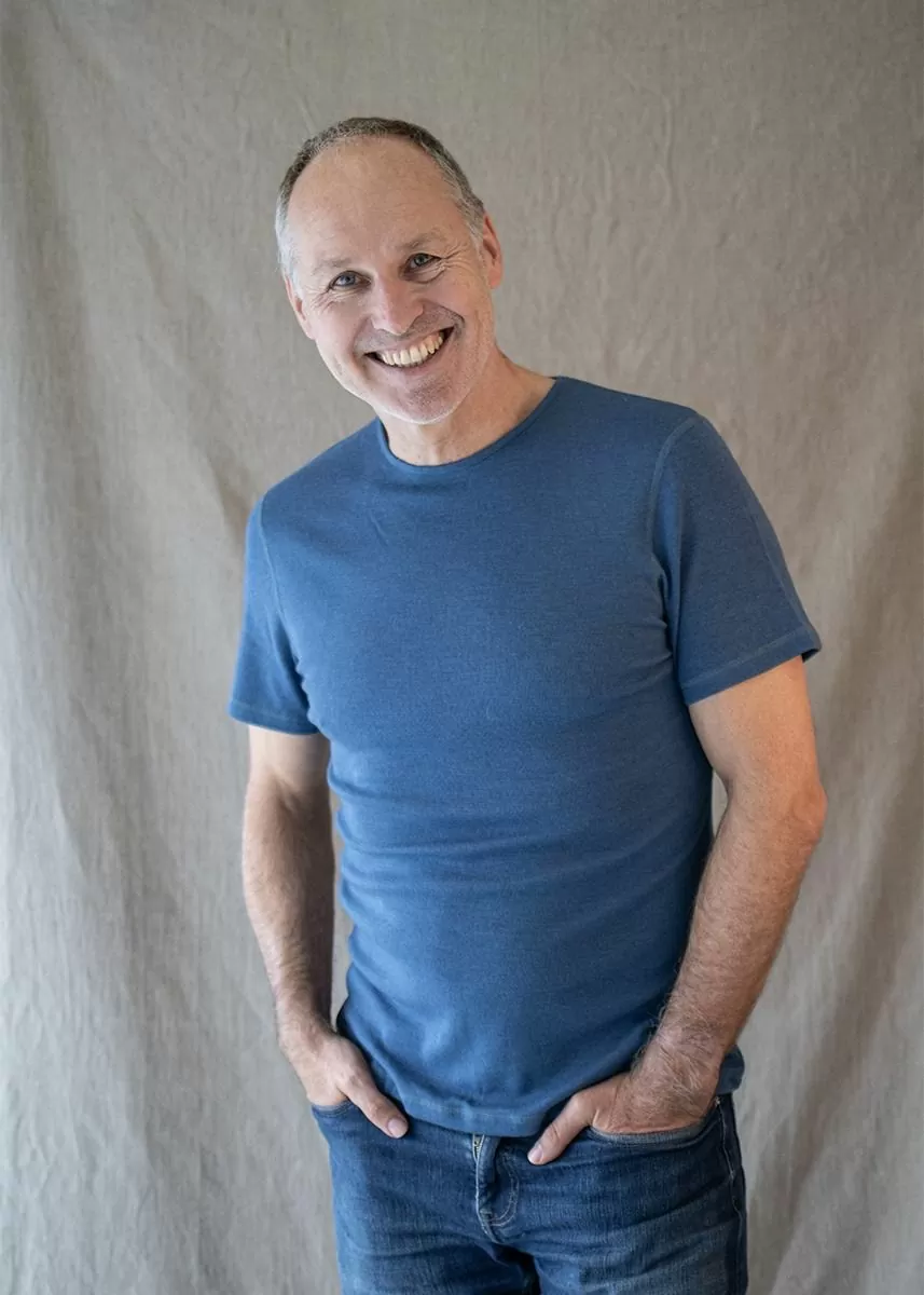 T-skjorte i ull med silke, herre 