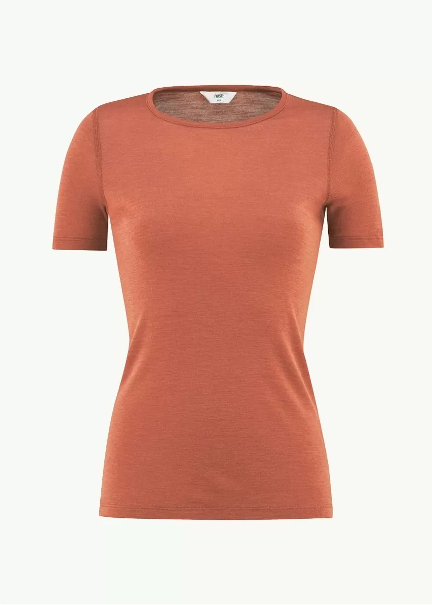 T-skjorte i ull med silke, dame