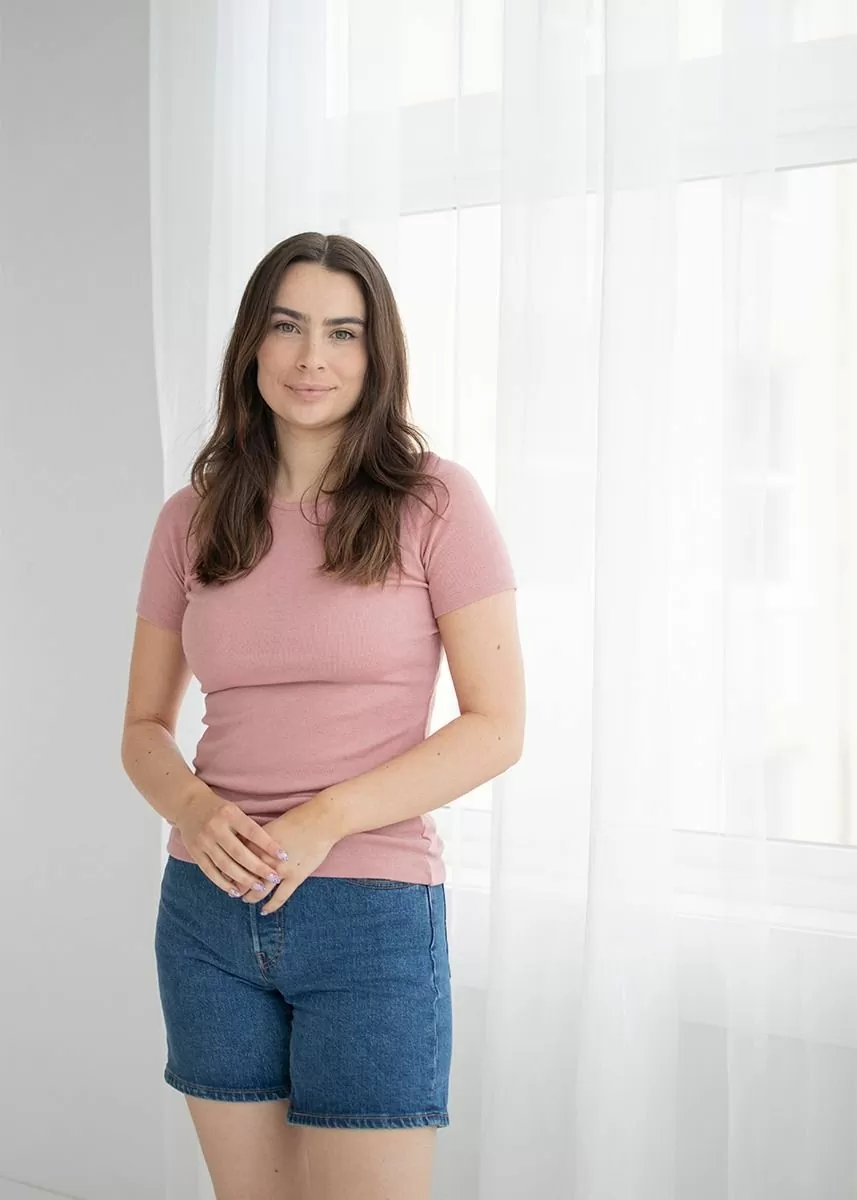 T-skjorte i ull med silke, dame