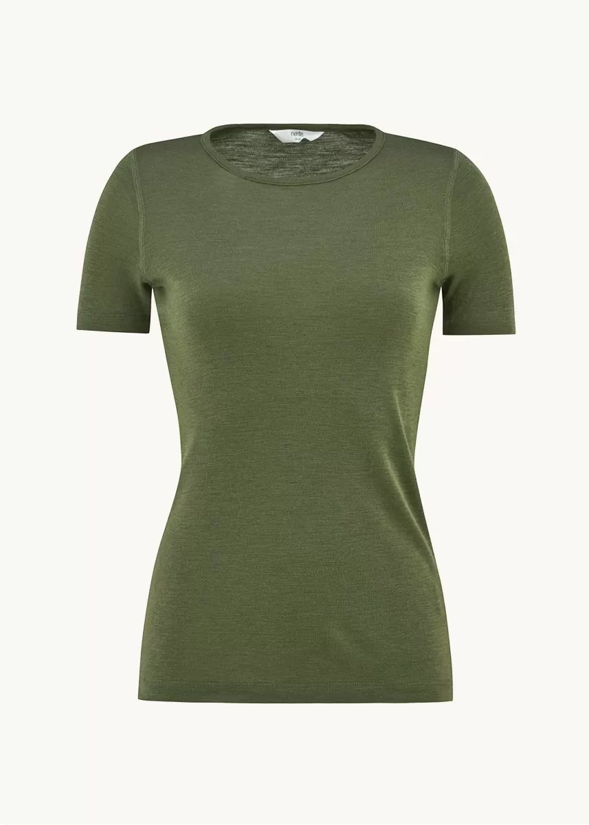 T-skjorte i ull med silke, dame