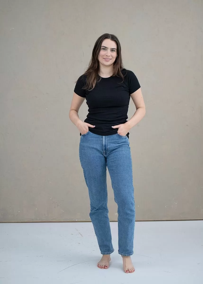 T-skjorte i ull med silke, dame