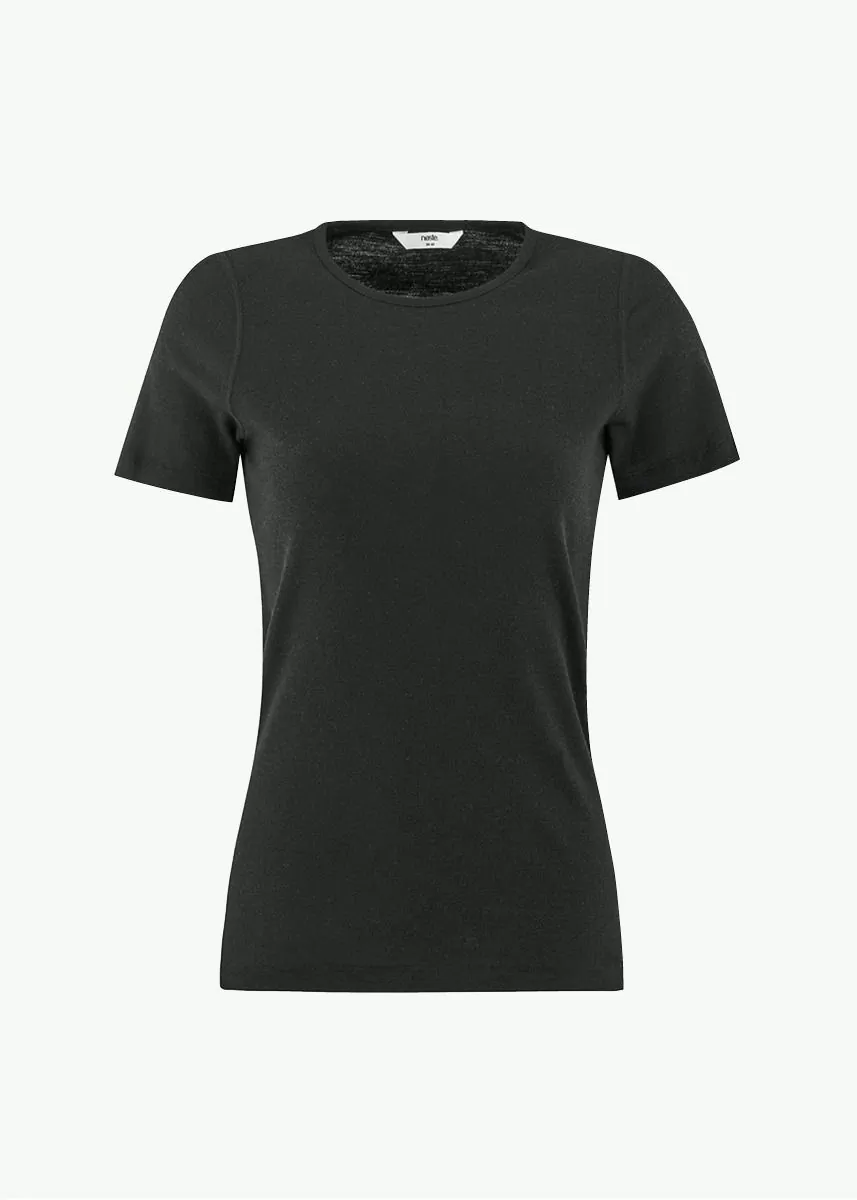 T-skjorte i ull med silke, dame