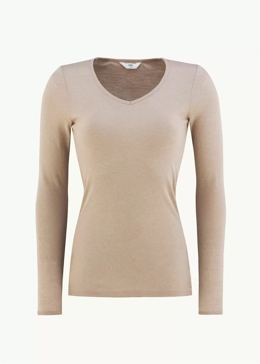 Genser v-hals i ull med silke