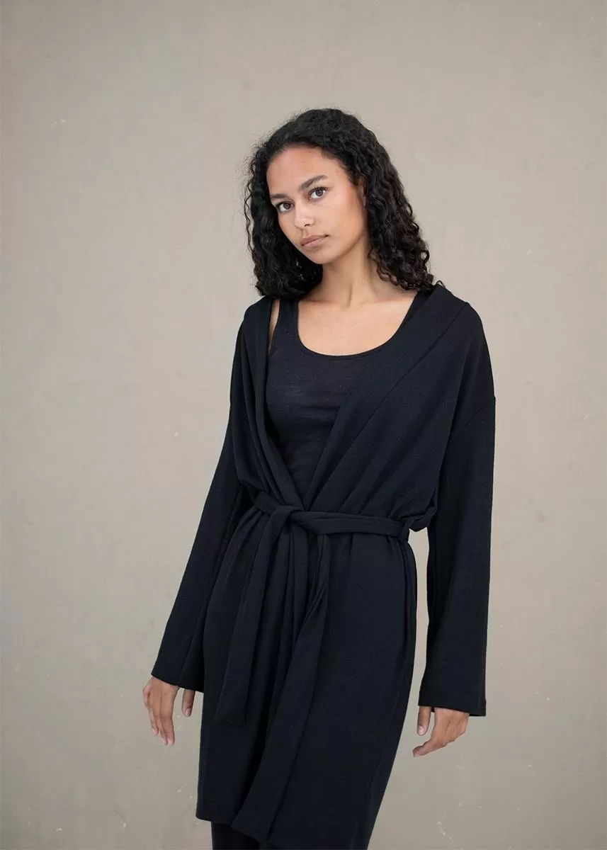 Kimono i ull med silke