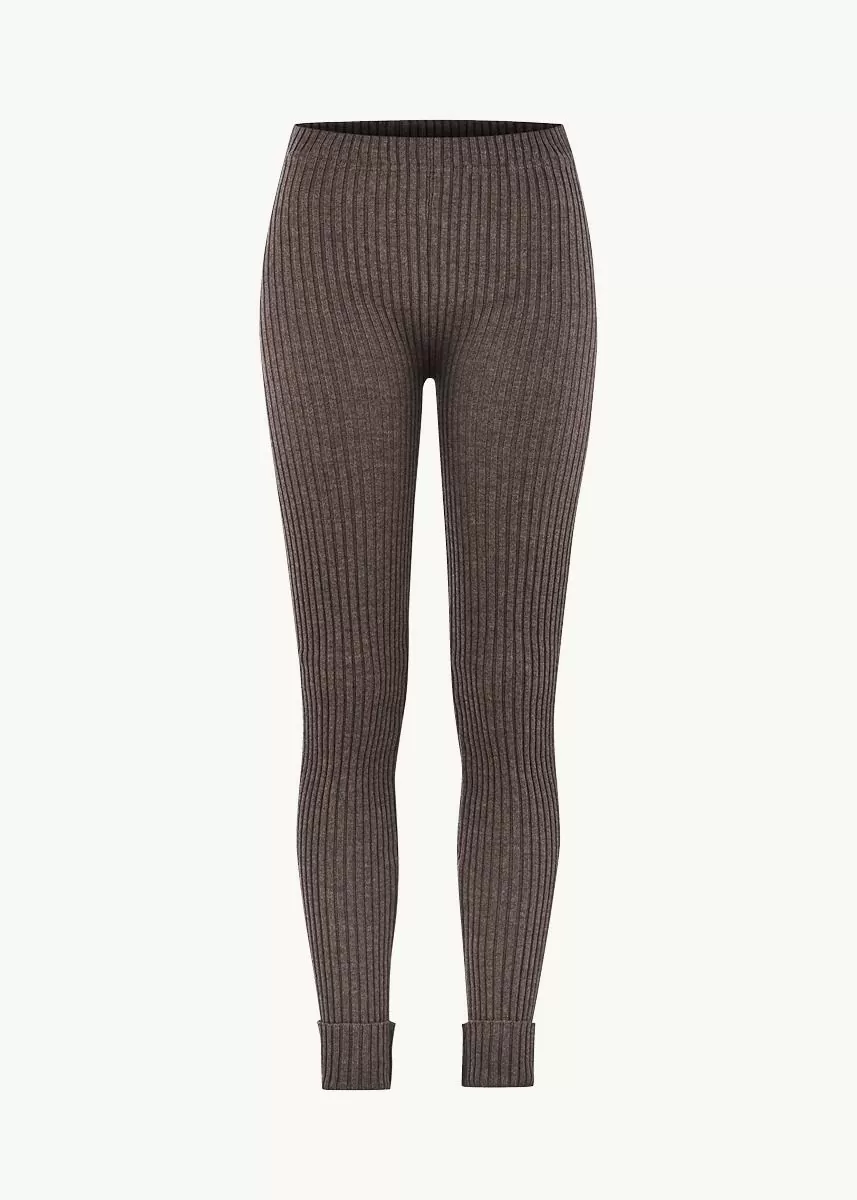 Ribbestrikket leggings i ull