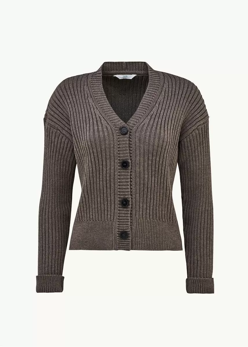 Ribbestrikket cardigan i ull, dame 
