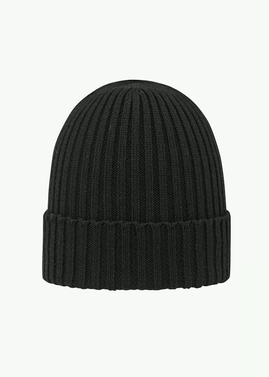 Ribbestrikket lue i ull