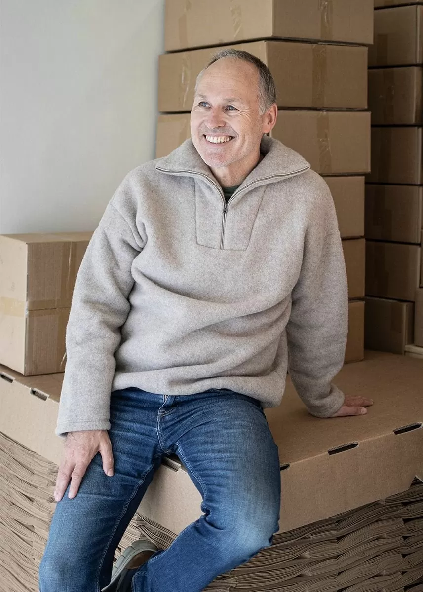 Genser i ullfleece med half zip, unisex