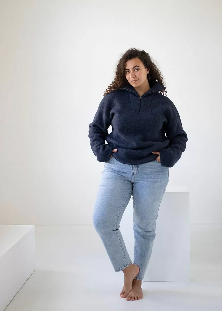 Genser i ullfleece med half zip, unisex