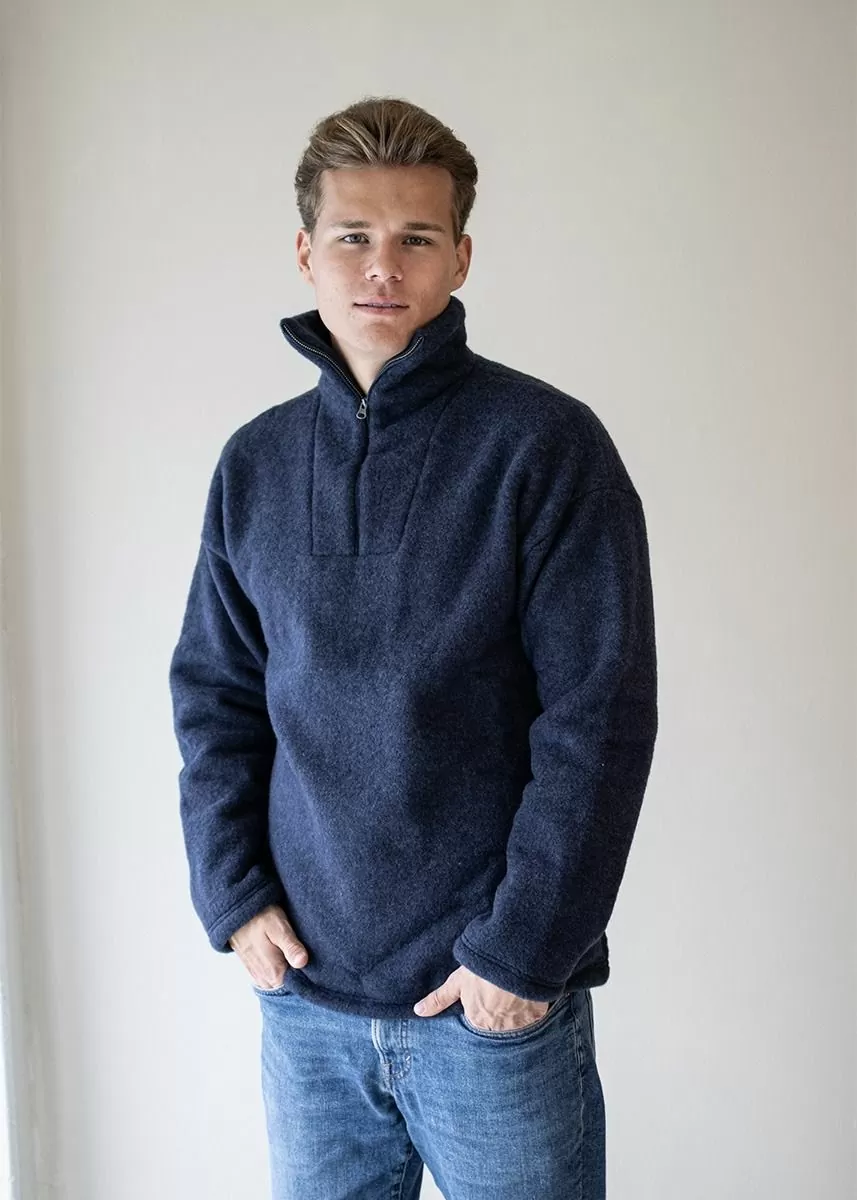 Genser i ullfleece med half zip, unisex