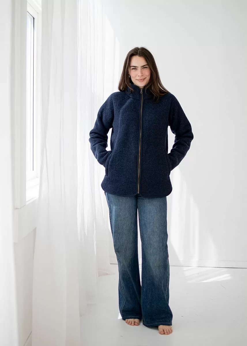 Jakke i ullfleece til dame