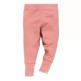 Ribbestrikket babybukse i ull med silke