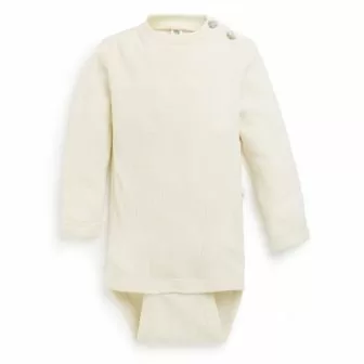 Ribbestrikket body i ull med silke