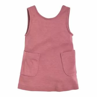 Ermløs ullkjole - Mørk rose