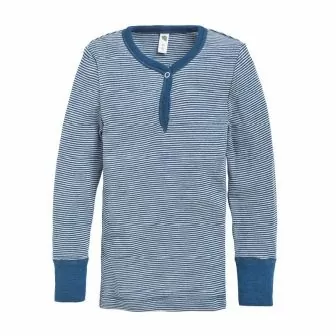 Babytrøye i ull med silke - Dongeriblå/natur