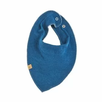 Halstørkle i ullfrotté og ull med silke - Dongeriblå