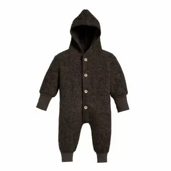 Ullfleecedress med hette - Naturbrun