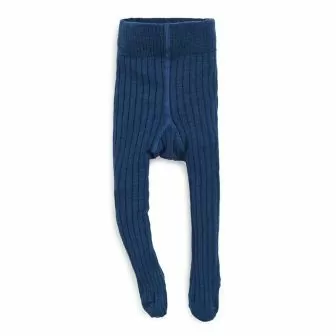 Ribbestrikket babystrømpebukse i ull med bomull