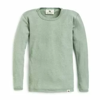 Langermet ulltrøye barn, ull med silke - Dus mint