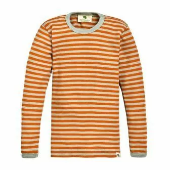 Langermet ulltrøye barn, ull med silke - Terrakotta/dus mint