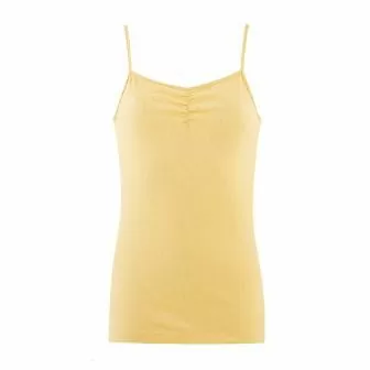 Singlet m/stropper i ull med silke - Strågul