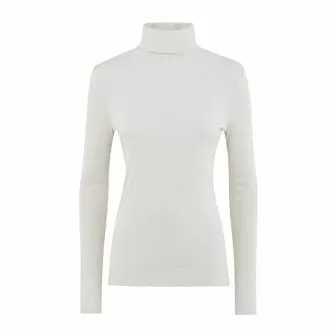 Polotrøye i finribbet ull med silke - Natur