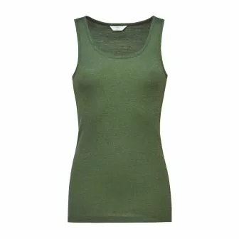 Singlet i ull med silke unisex - Olivin