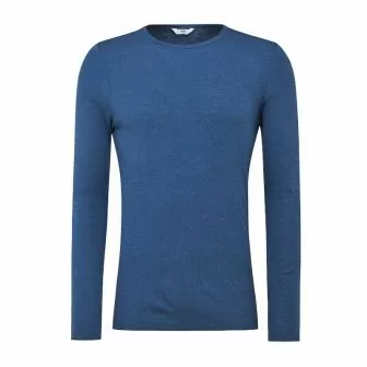 Ulltrøye herre, ull med silke - Dongeriblå
