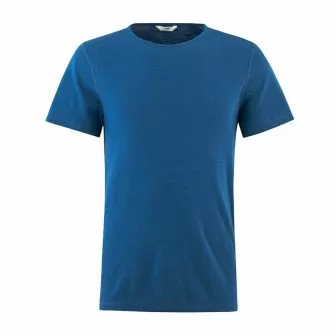 Ulltrøye herre kort erm, ull med silke - Dongeriblå