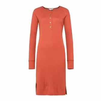 Nattkjole i ull med silke m/knapper - Høstrød