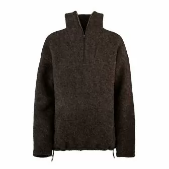 Genser i ullfleece med zip - Naturbrun