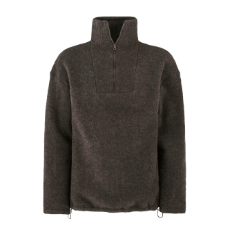 Genser i ullfleece med zip - Naturbrun