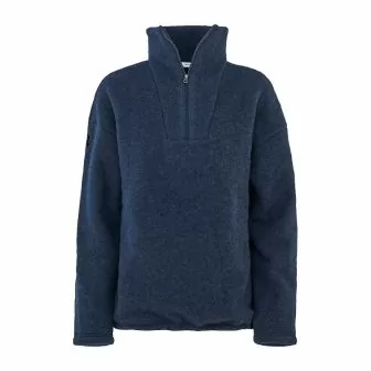 Genser i ullfleece med zip - Midnattsblå